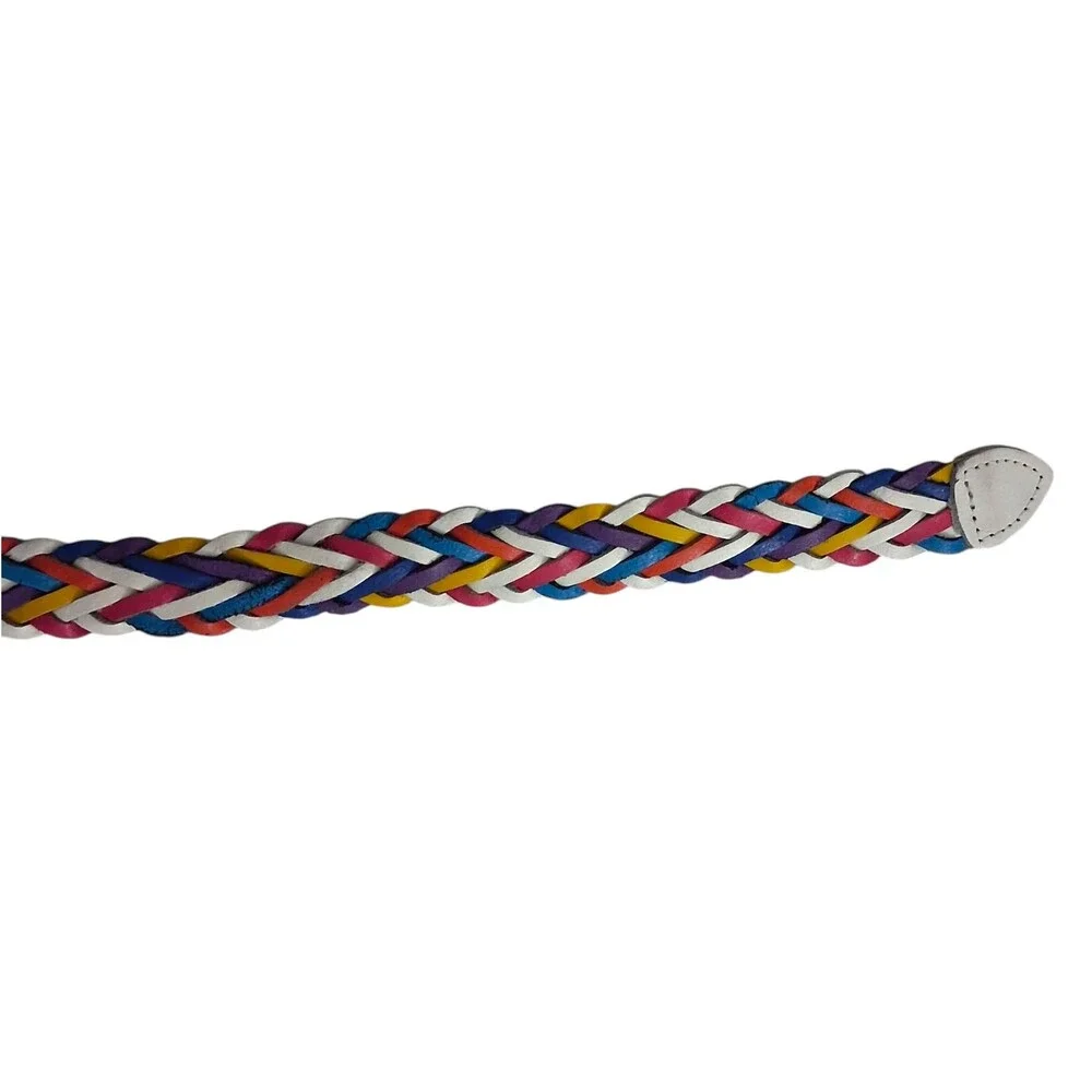 Capezio Argentina Rainbow Braided Leather Belt Womens M/L Vintage 80s 90s Retro
